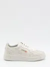 Autry Medalist Low Sneakers In Worn-out Effect Suede With Rhinestones In White