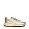 Autry Nylon And Laminated Leather Low-top Sneakers In Gold
