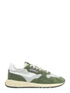Autry Green And White Suede And Nylon Reelwind Low Sneakers
