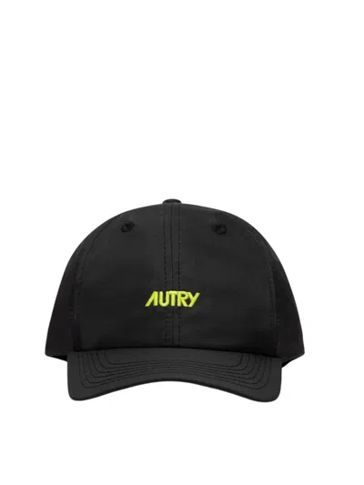Autry Nylon Baseball Cap With Embroidered Logo In Black