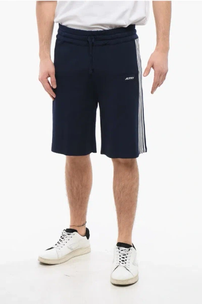 Autry Nylon Blend Shorts With Contrasting Side Bands In Blue