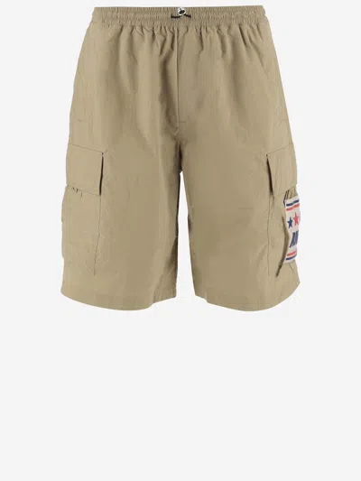 Autry Nylon Cargo Short Trousers With Logo In Kaki