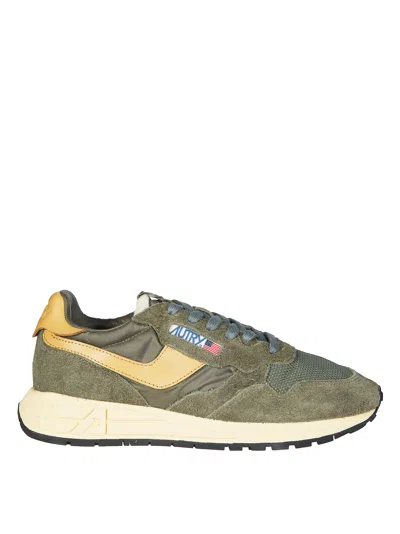 Autry Olive Reelwind Low Suede Mesh Sneakers In Multi