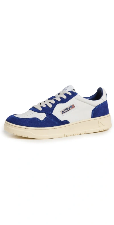 Autry Open Low Top Leather Sneakers Academy Blue In Nude