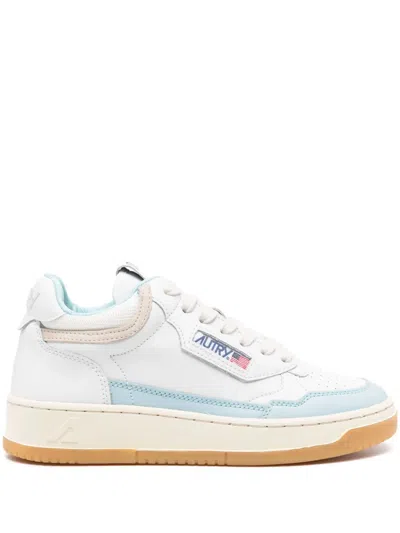 Autry Open Mid Leather Sneakers In White