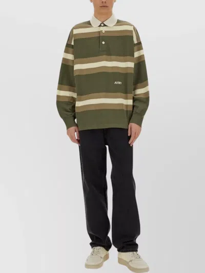 Autry Oversized Striped Polo Long Sleeves