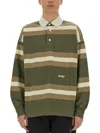 Autry Oversized Striped Polo Long Sleeves In Green