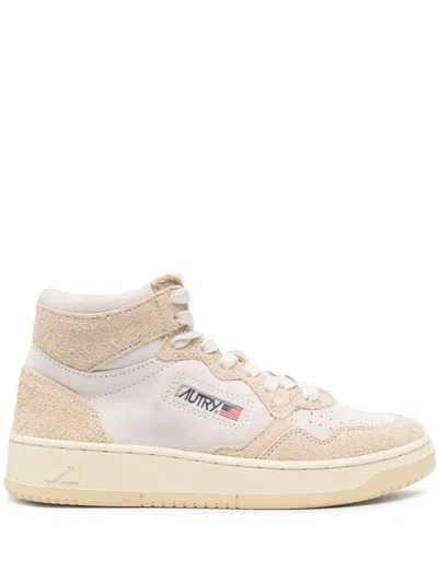 Autry Panelled Leather High-top Sneakers In White