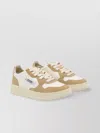Autry Panelled Low Top Sneakers With Perforated Toe In Neutral