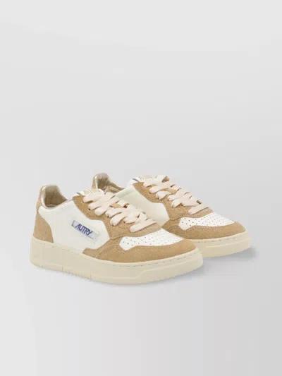 Autry Panelled Low Top Sneakers With Perforated Toe In Neutral