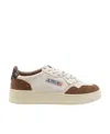 Autry Medalist Sneakers In White Leather With Brown Suede In Nude