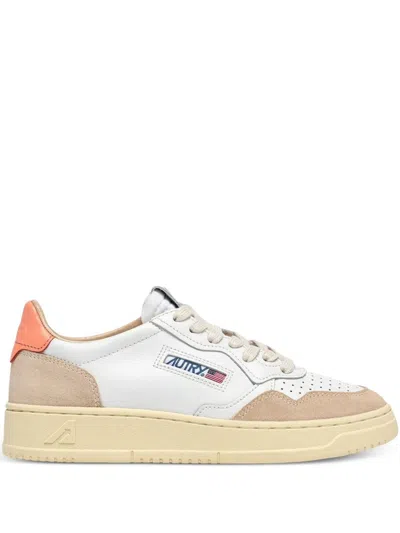 Autry Peach Leather Sneakers In Multi