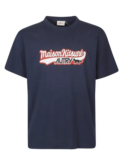Autry Per Maison Kitsune Graphic Cotton T-shirt In Blue