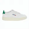 Autry Perforated Leather Low-top Sneakers With Green Accents In White