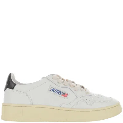 Autry Perforated Leather Sneakers With Contrast Heel Tab And Logo Detail In White