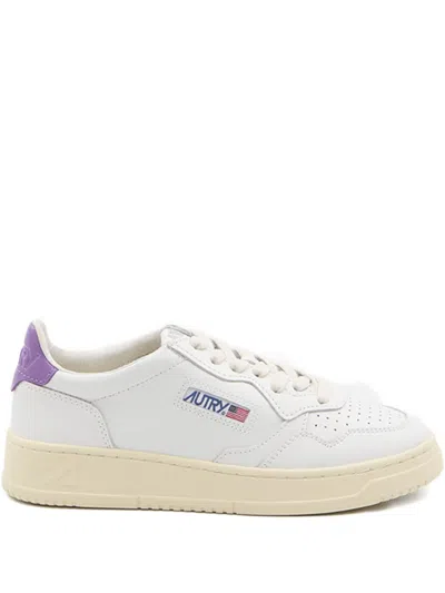 Autry Perforated Leather Sneakers With Embroidered Branding In White