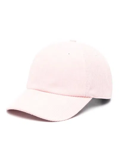 Autry Pink Corduroy Baseball Cap With Logo In Rose