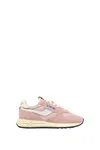 Autry Low Sneaker With Suede Panels And Rubber Sole In Pink