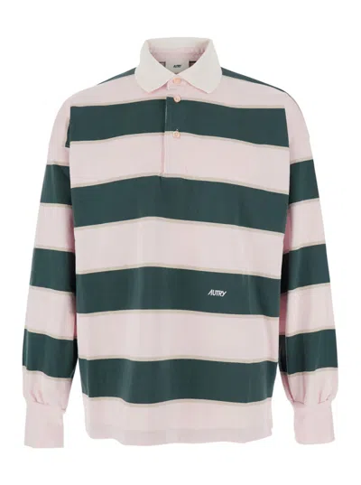 Autry Pink Stripes Shirt Collar Polo