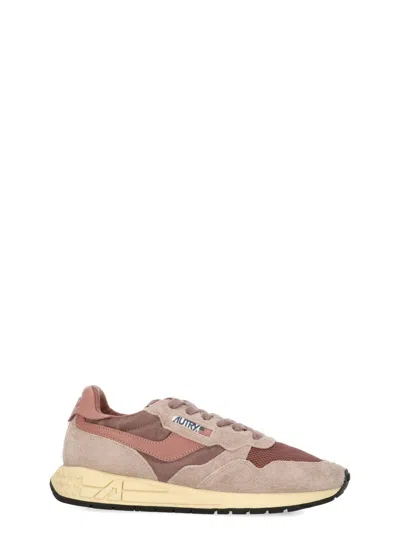 Autry Reelwind Low Leather And Suede-trimmed Mesh And Shell Sneakers In Pink