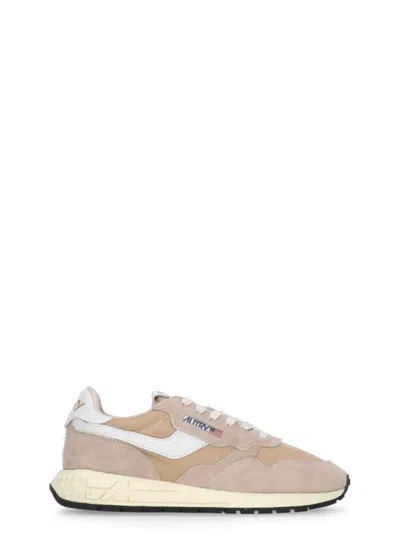 Autry Pink Suede Leather And Fabric Sneakers In Neutral