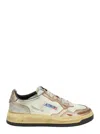 Autry 'super Vintage' White And Metallic Low Top Sneakers With Logo Detail In Pink