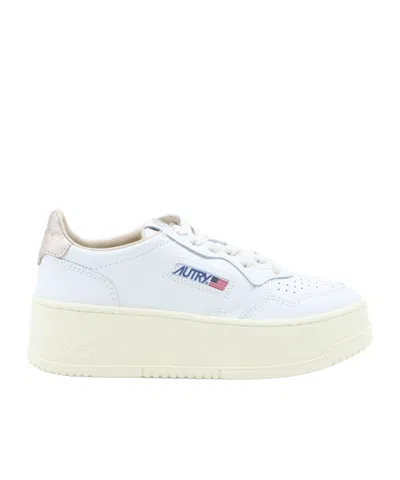 Autry Platform Leather Sneakers In White