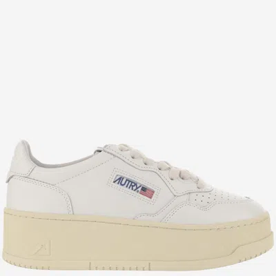 Autry Platform Leather Sneakers In White
