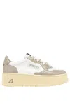 Autry Platform Low Lea Pat Wht Pltaupe Sneakers In White