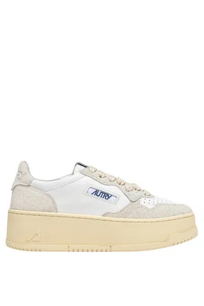 AUTRY PLATFORM LOW LEA STARS WHT WHT SNEAKERS