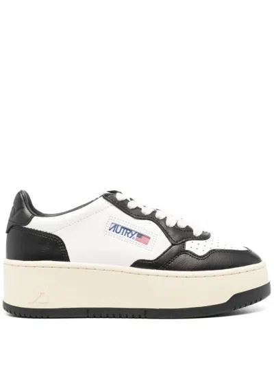 Autry Platform Low Leather Sneakers In Black