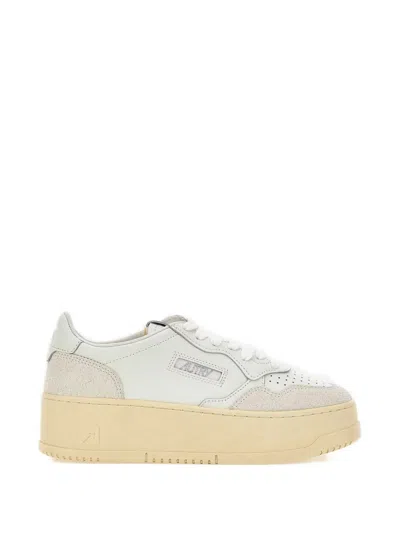 Autry Platform Low Leather Sneakers In White