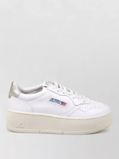 Autry Platform Low Sneakers Perforated Metallic Rubber Sole In Multi