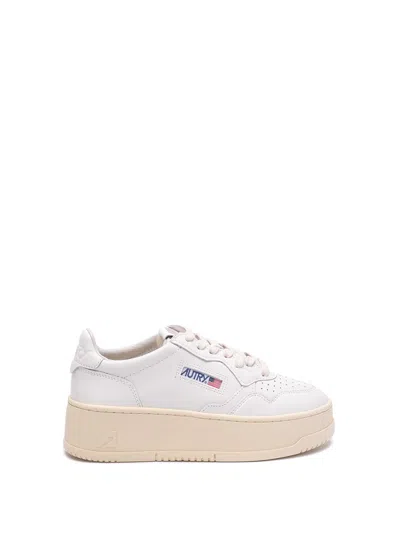 Autry Low-top Platform Trainers Perforated Toe In White