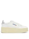 Autry Platform Low Wom Leat/leat Wht/silver