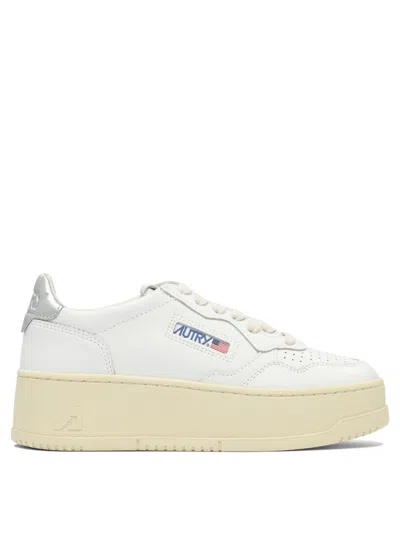 Autry Platform Low Wom Leat/leat Wht/silver