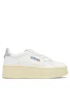 Autry Platform Low Wom Leat/leat Wht/silver
