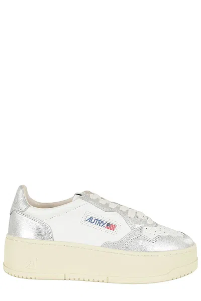 Autry Platform Low Wom In Wht Silver