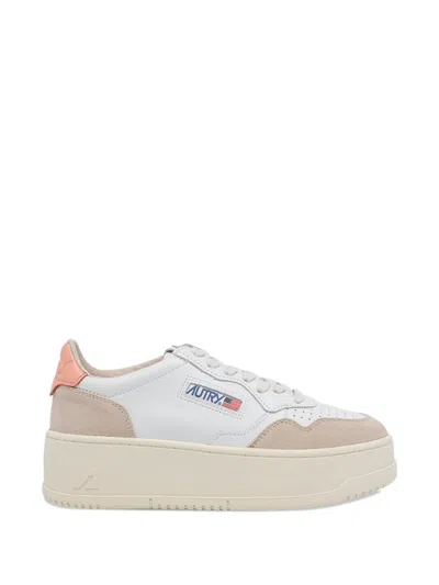 Autry Suede And Leather Medalist Platform Sneakers In White