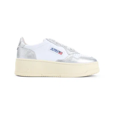 Autry Platform Sneakers In White/silver