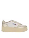 Autry Women's Medalist Low Platform Sneakers In Wht/platinum In Beige