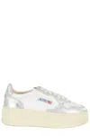 Autry White And Silver Low Top Platform Sneakers With Logo In White