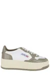 Autry Platform Sneakers With Military Green Accents In Green