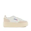 Autry Platinum And White Suede And Leather Medalist Platform Sneakers In Multi
