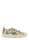 Autry Medalist Gold-colored Sneaker With Contrasting Heel And All-over Bead Application In Leather Blend W In Gold