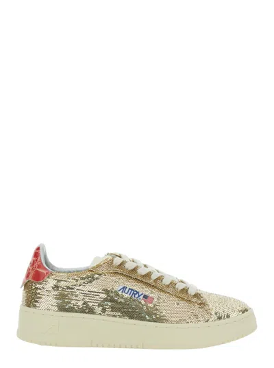AUTRY PLATINUM RED LOGO SNEAKERS