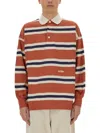 Autry Orange Polo Shirt With Lettering Logo Embroidered On The Front In Red