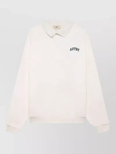 Autry Polo Shirt Collared Design Nylon Silk Blend In Neutral