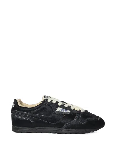 Autry Pony Fur-effect Sneakers In Black