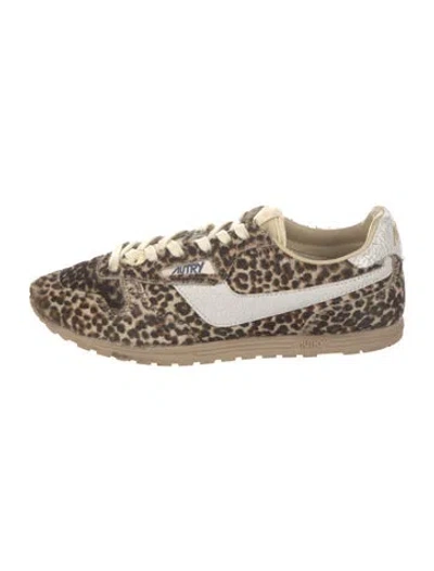 Pre-owned Autry Ponyhair Animal Print Sneakers In Neutral